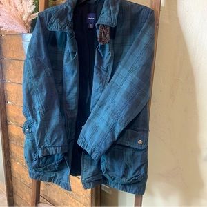 Gap kids XL oversized plaid jacket corduroy detailing